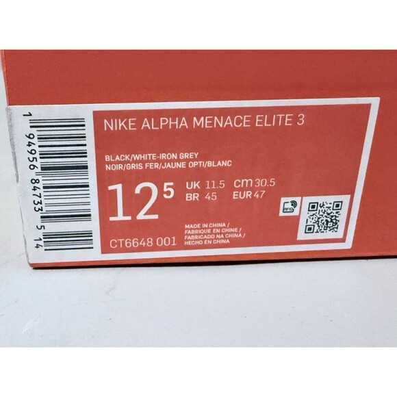 Size 12.5 WIDE Nike Alpha Menace Elite 3 P Black Mens Football Cleats DH1350-001 main image 10